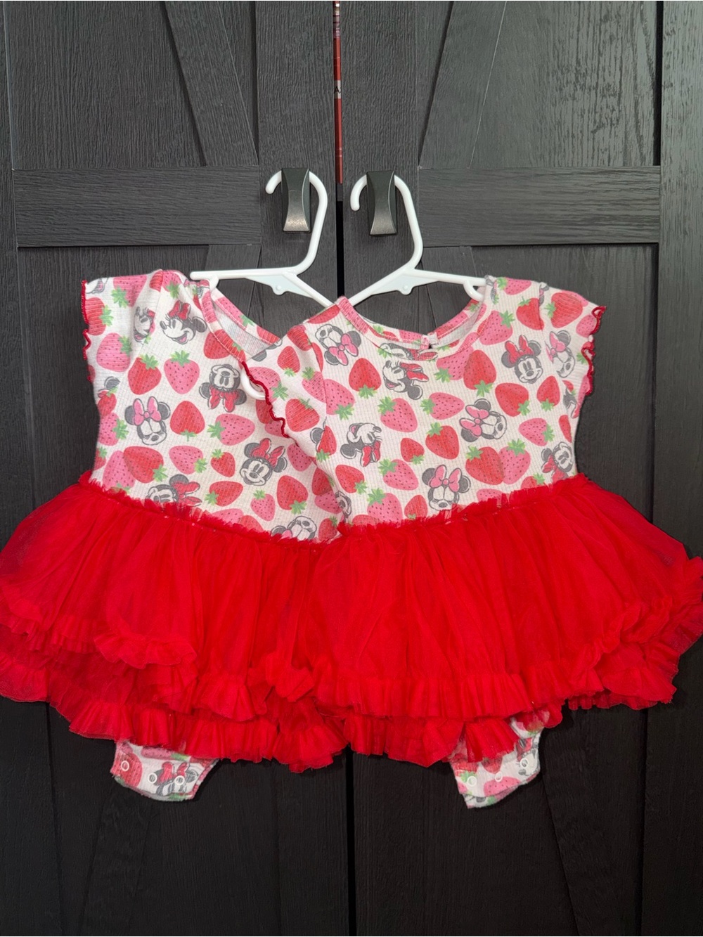 Disney Minnie Mouse Pink & Red Strawberry Tutu Bodysuit